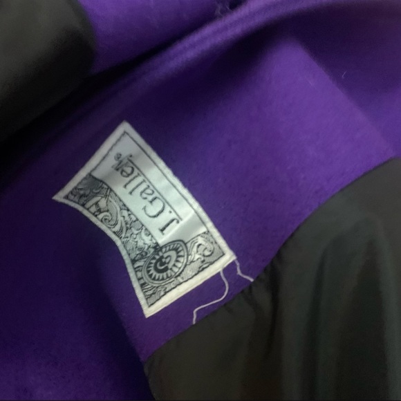 VINTAGE Wool Pea Coat Trench Royal Purple Gold Buttons Academia Size 6 - Picture 4 of 8